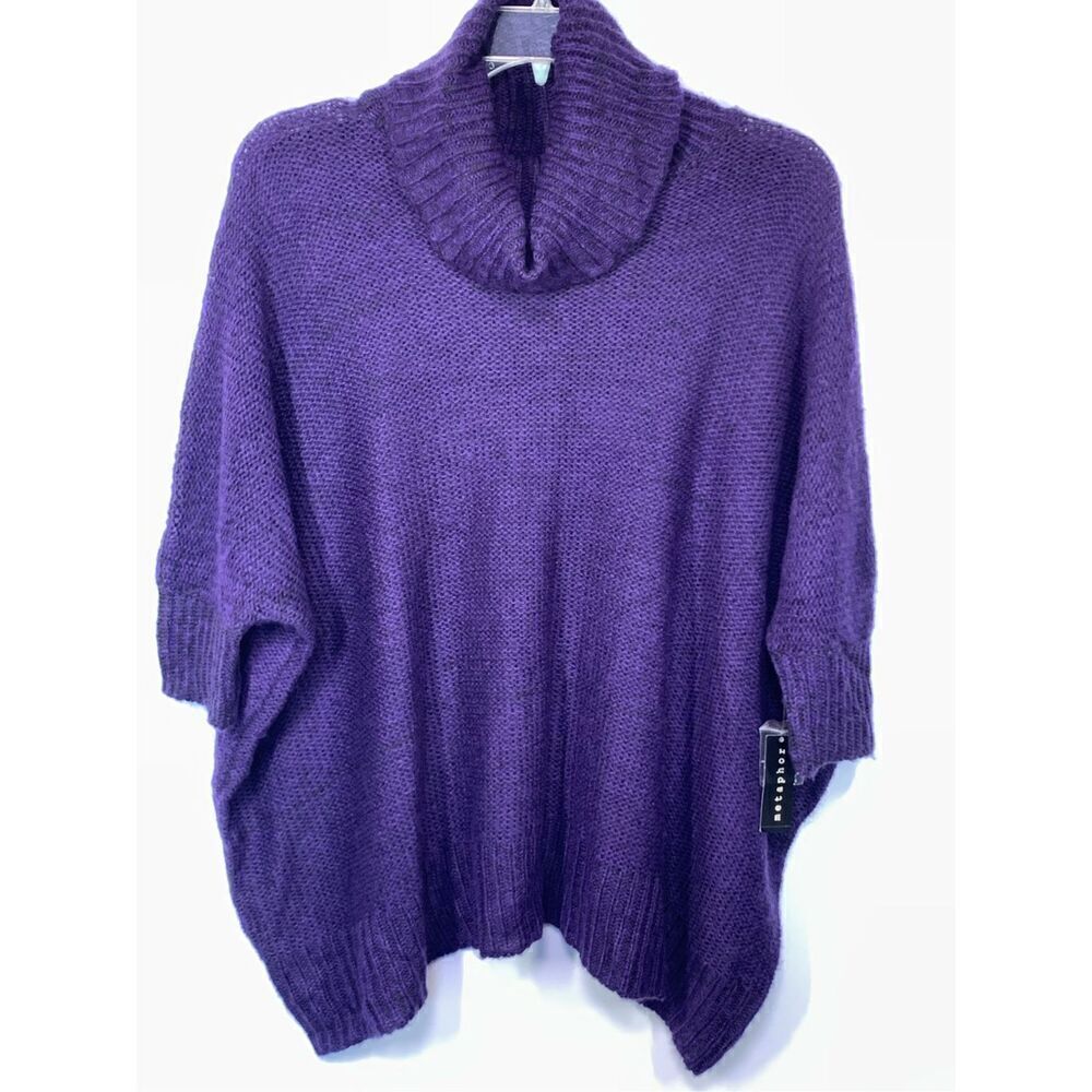 -2. Metaphor Women’s Missy Sweater Oversized Cowl Sweater Purple Medium NWT